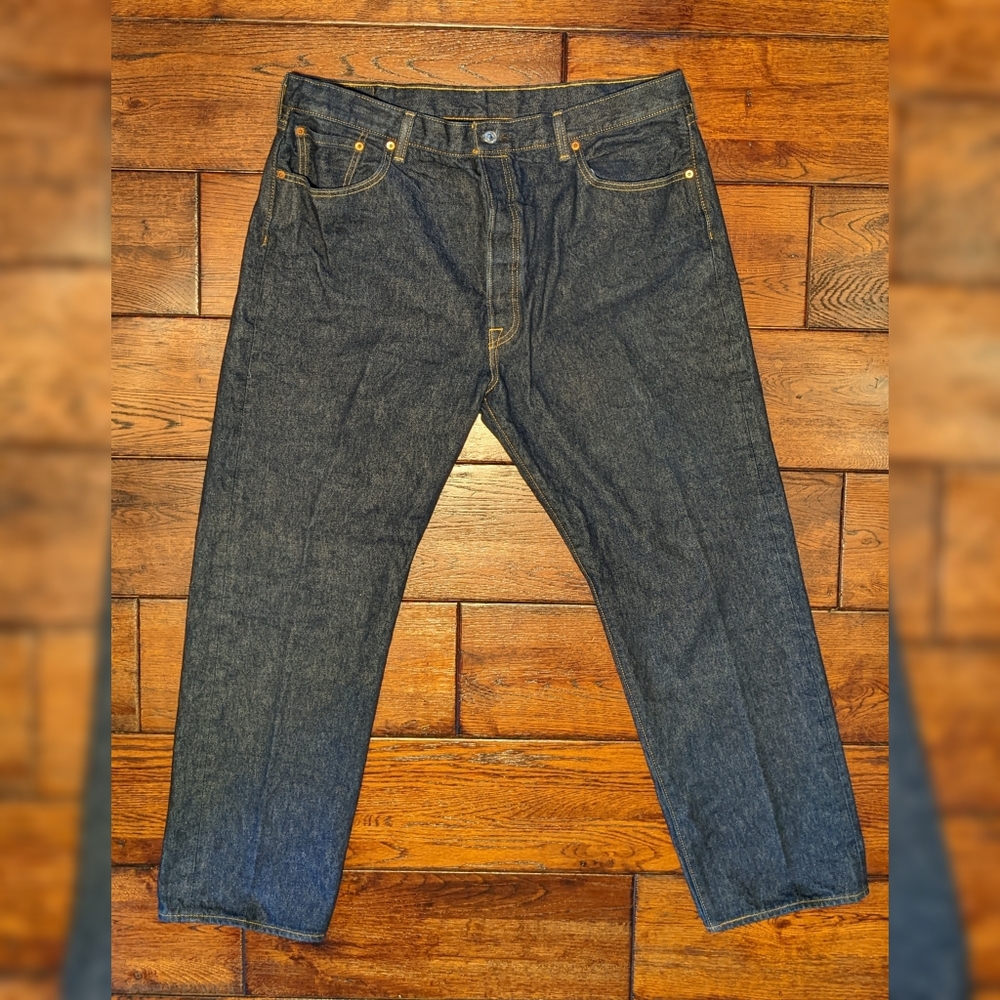 Levi's Men's 501xx Button Fly Blue Dark Wash Denim Jeans Size 42x32